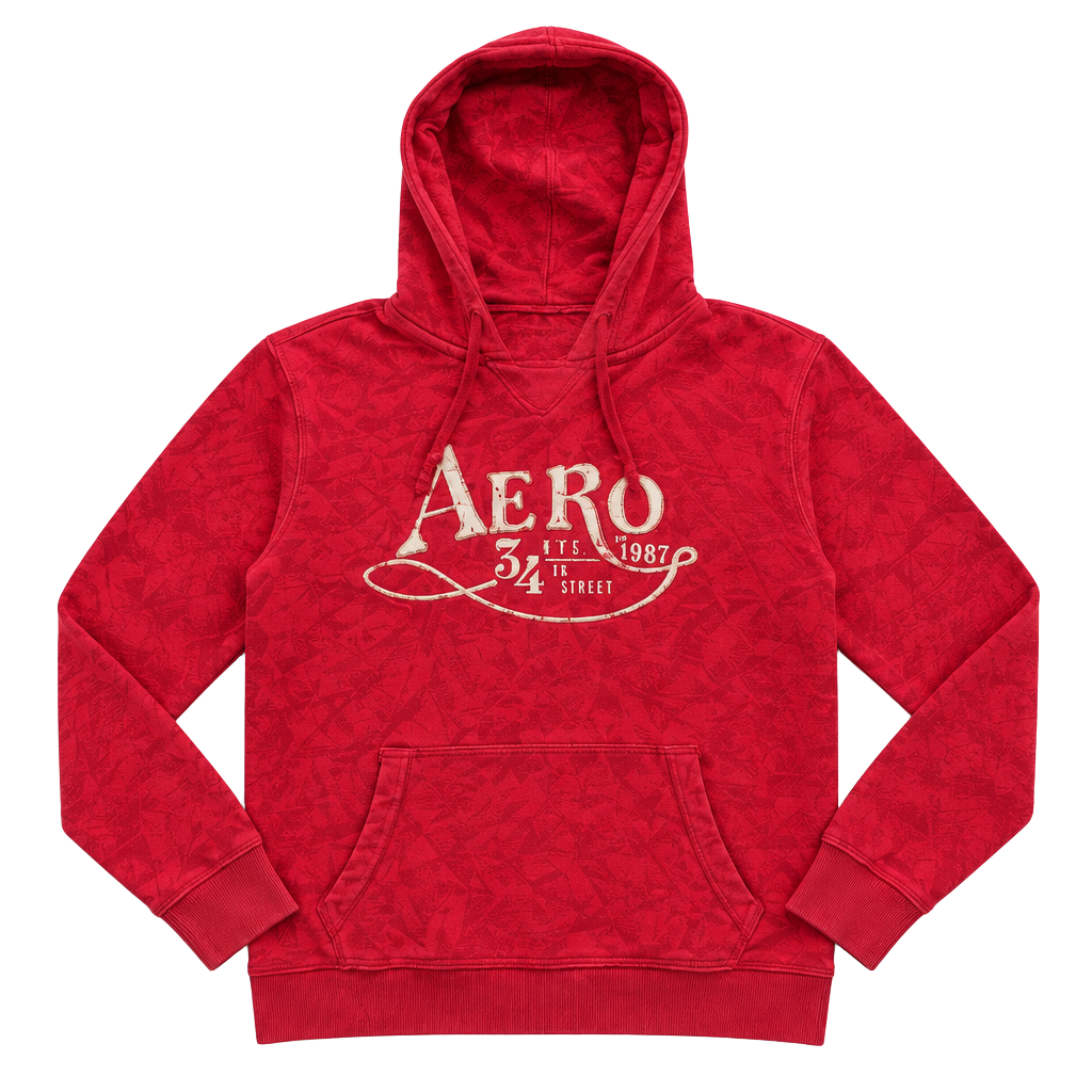 Y2K Aeropostale Hoodie Sweatshirt Size L Red Sequin Aero 34th Street 1