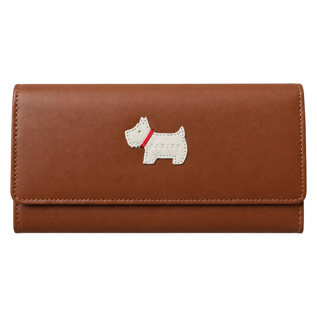 Radley London Heritage Dog Brown Leather Large Flapover Matinee Wallet 1