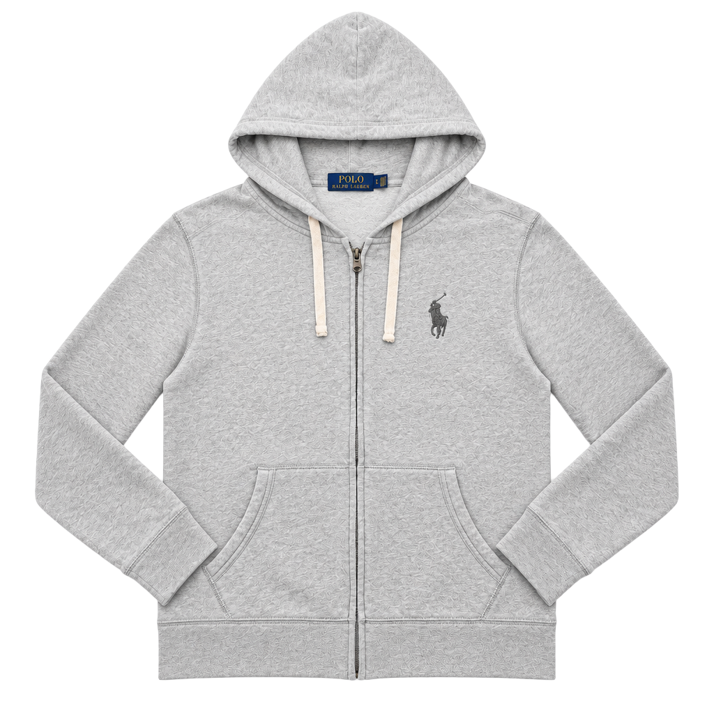 Polo Ralph Lauren Full Zip Hoodie Size L Gray Embroidered Logo Sweatshirt 1