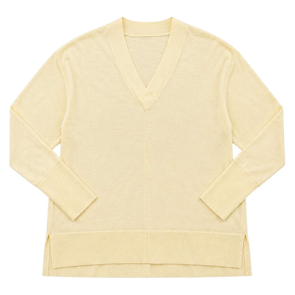 Kinross Cashmere V-Neck Sweater Yellow 1