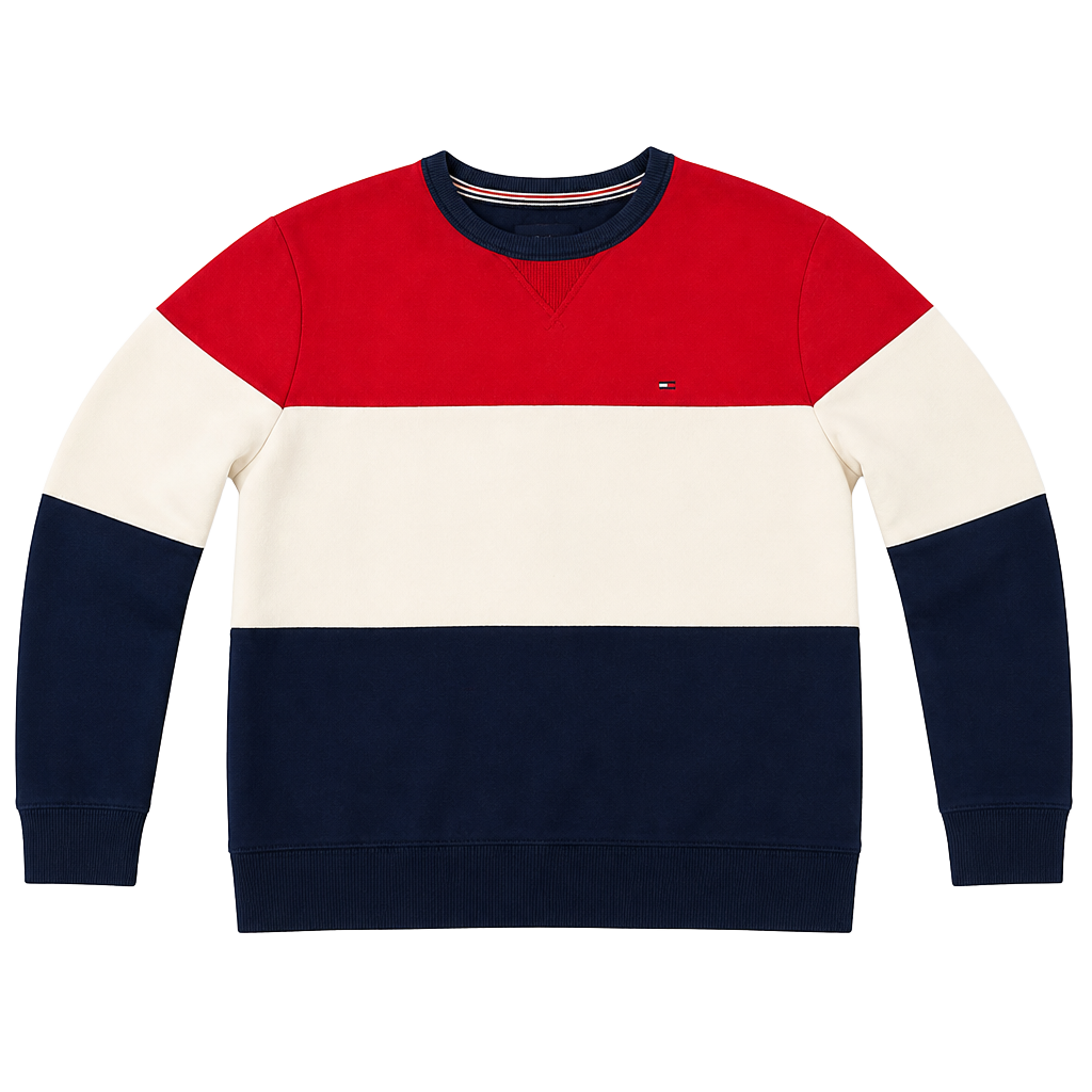 Tommy Hilfiger Colorblock Flag Crewneck Sweatshirt Red White Navy 1