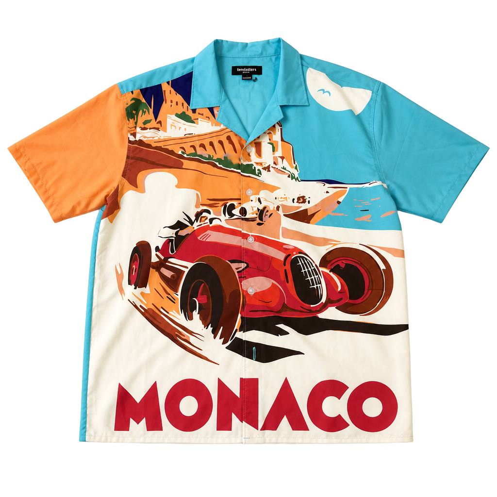 BrandMakers Monaco Grand Prix Vintage Racing Print Button-Down Shirt 1