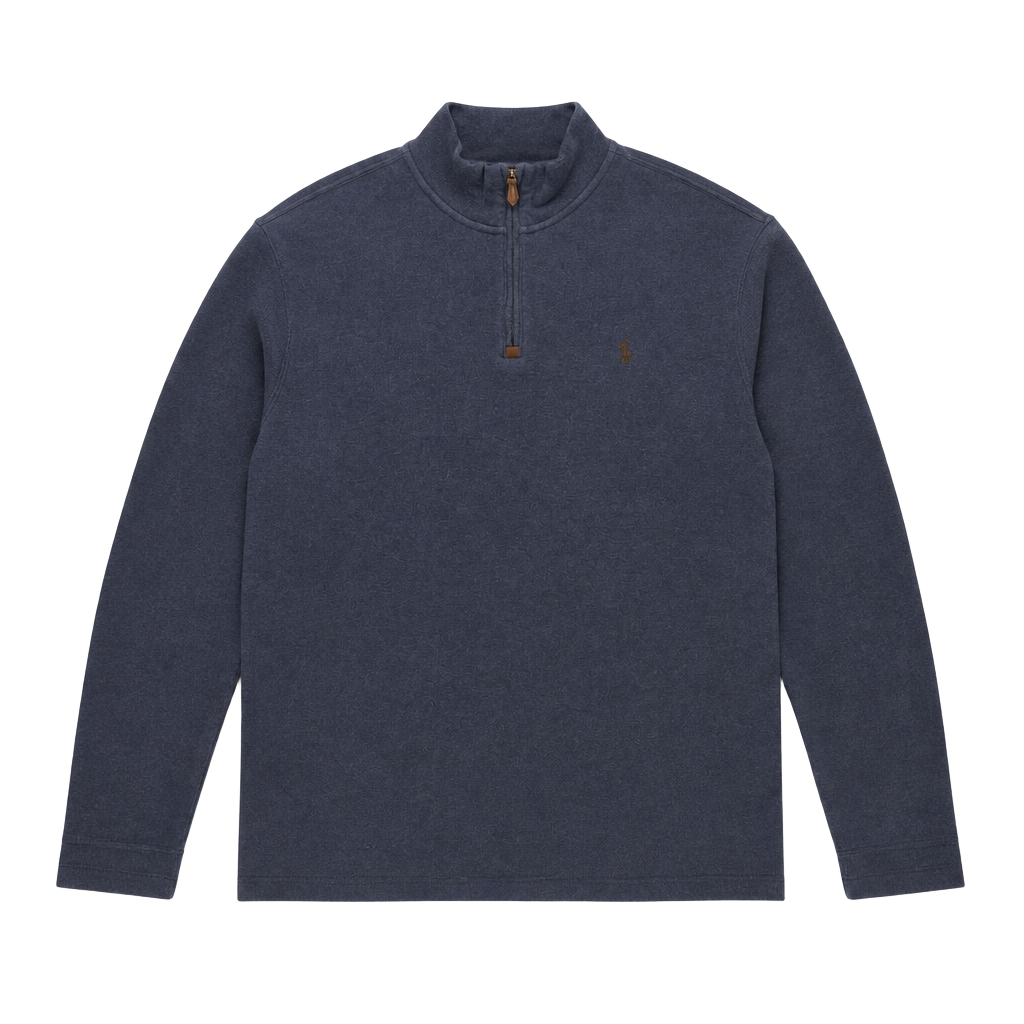Polo Ralph Lauren Men's Navy Blue Quarter-Zip Cotton Pullover Sweater 1