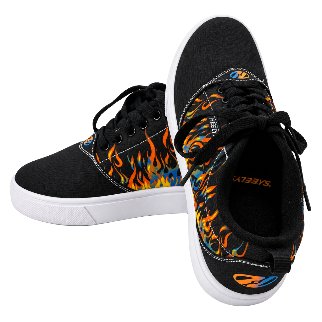 Heelys Flame Print Skate Shoes Black size Y4 1