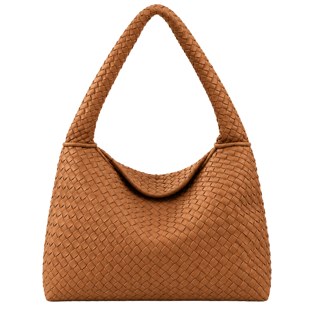 Newbella Woven Suede Handbag Brown Soft Vintage Satchel Top Handle Bag 1