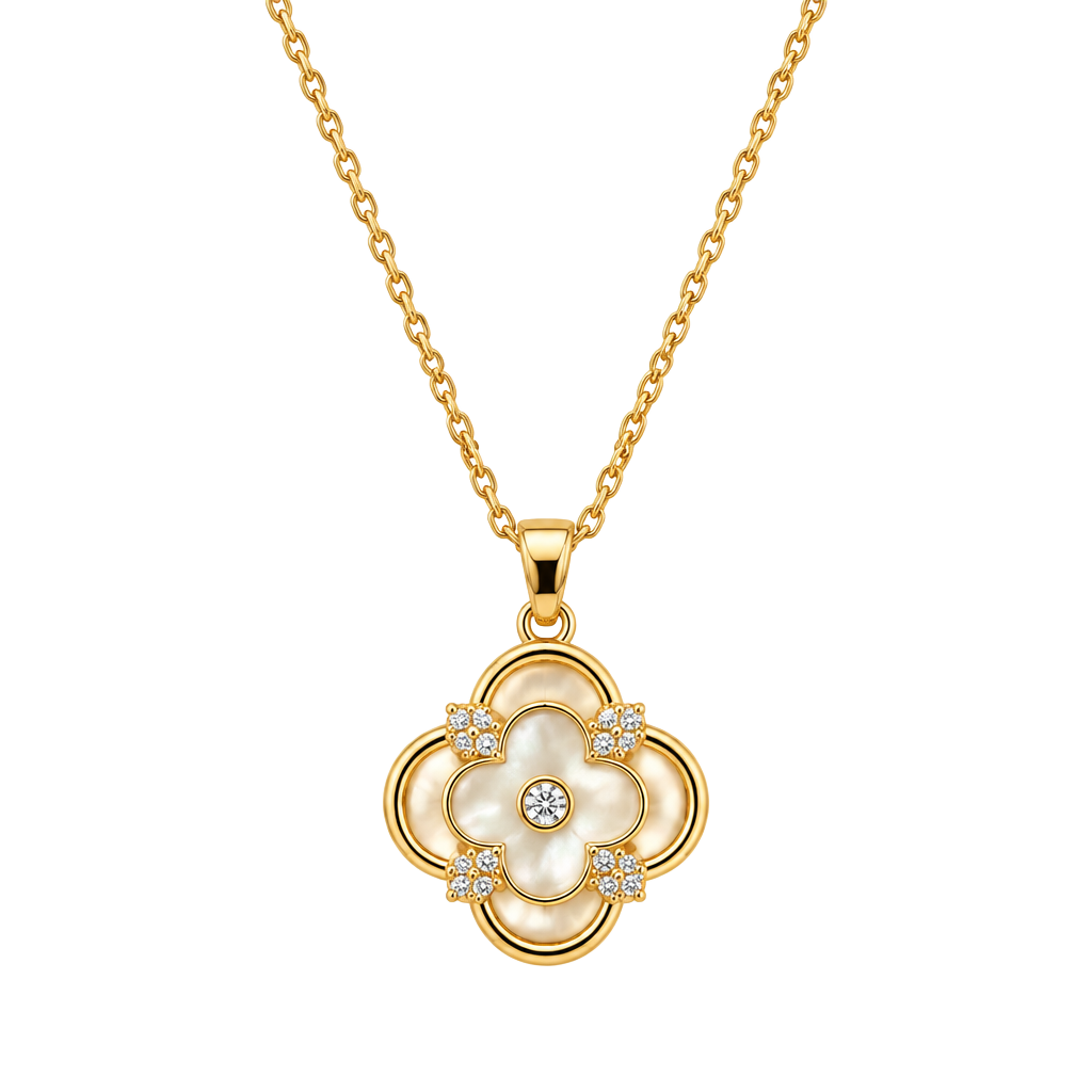 Stainless Steel Gold Four Leaf Clover Pendant Necklace 1