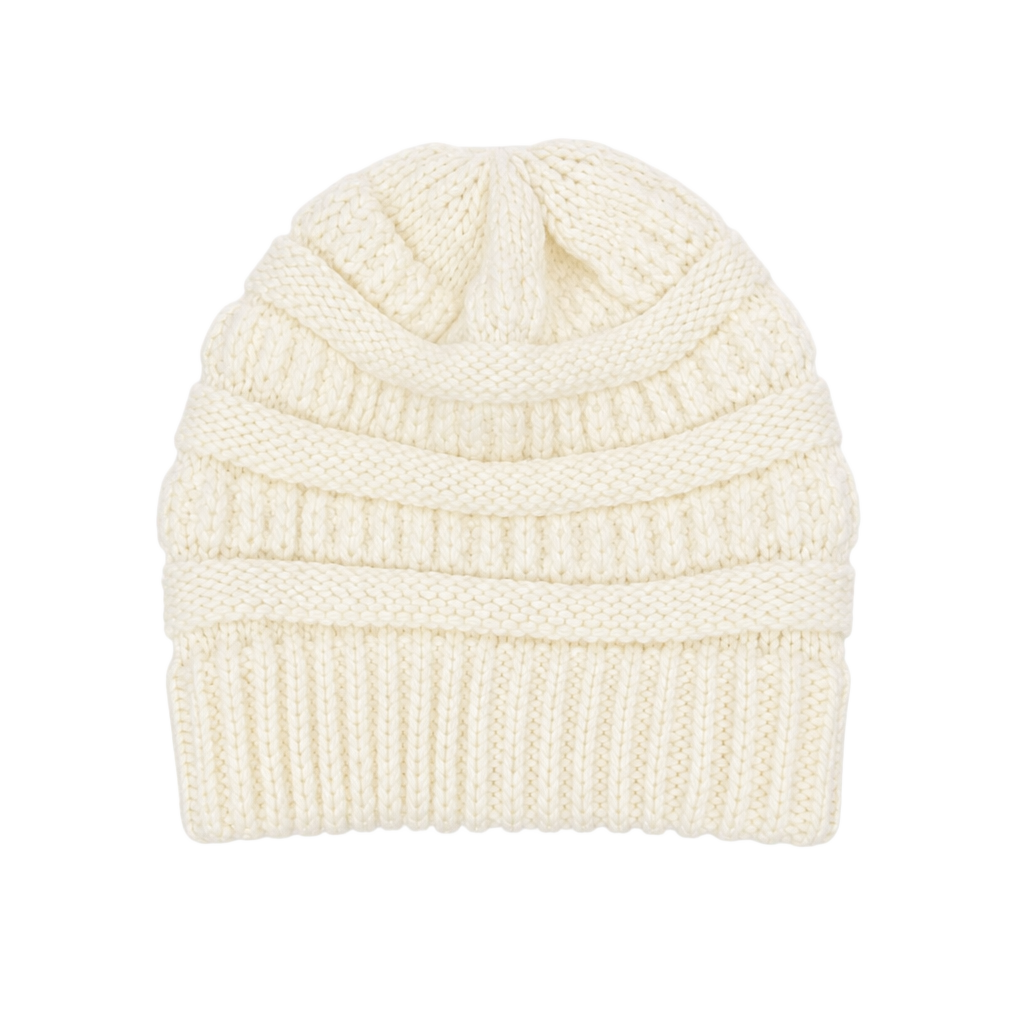 Time and Tru White Cable Knit Winter Beanie Hat 1