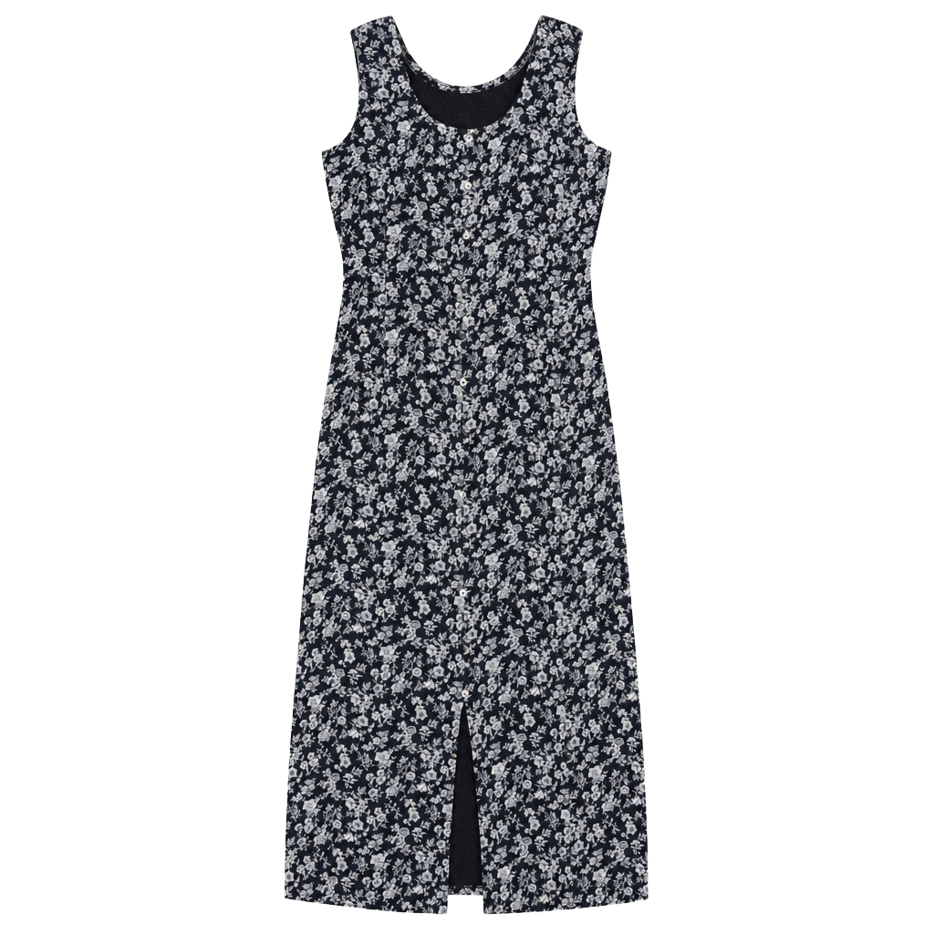 Appropriate Behavior Women's Sleeveless Floral Print Midi Dress with Button Front, Size 14 1