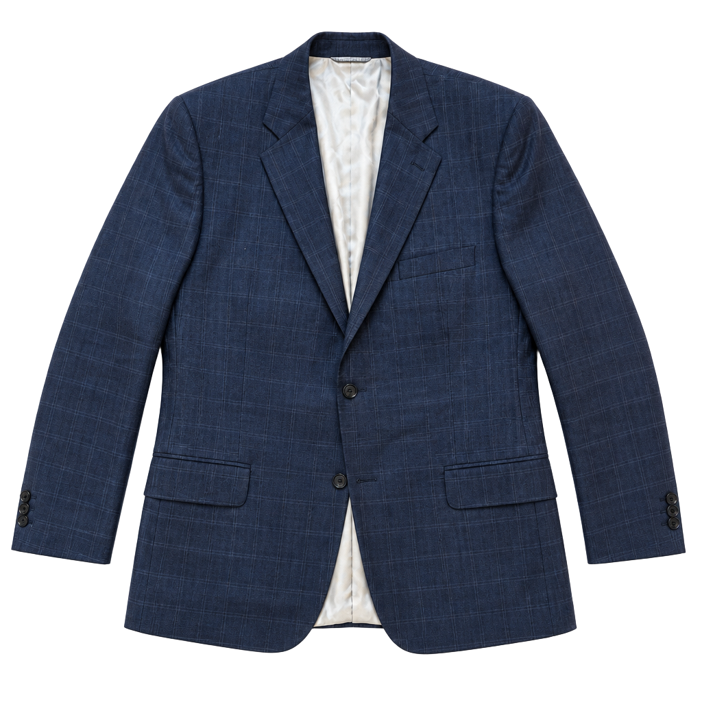 Harold Powell Men's Navy Plaid Blazer Sport Coat 44R Made in Chile 1