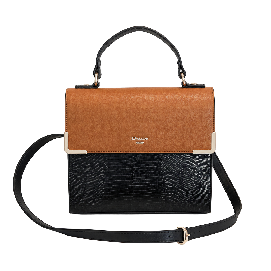 Dune London Women's Brown Black Lizard Embossed Handbag Crossbody 1