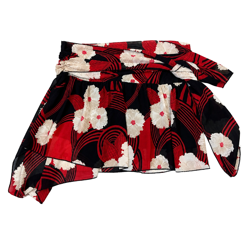 Y2K Floral Asymmetrical Ruffle Mini Skirt Size Large 1