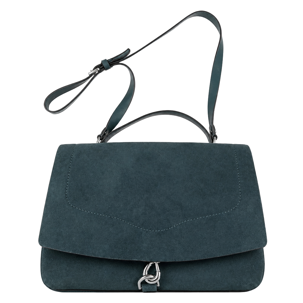 Rebecca Minkoff Darren Messenger Bag Dark Green Suede and Leather 1