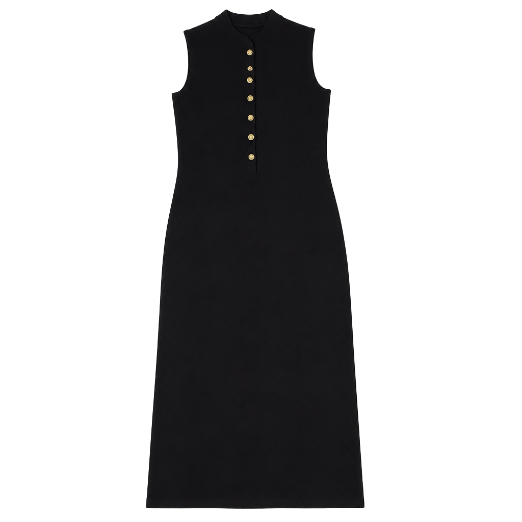 Vtg St. John Evening Black Sleeveless Knit Maxi Dress Size 6 1