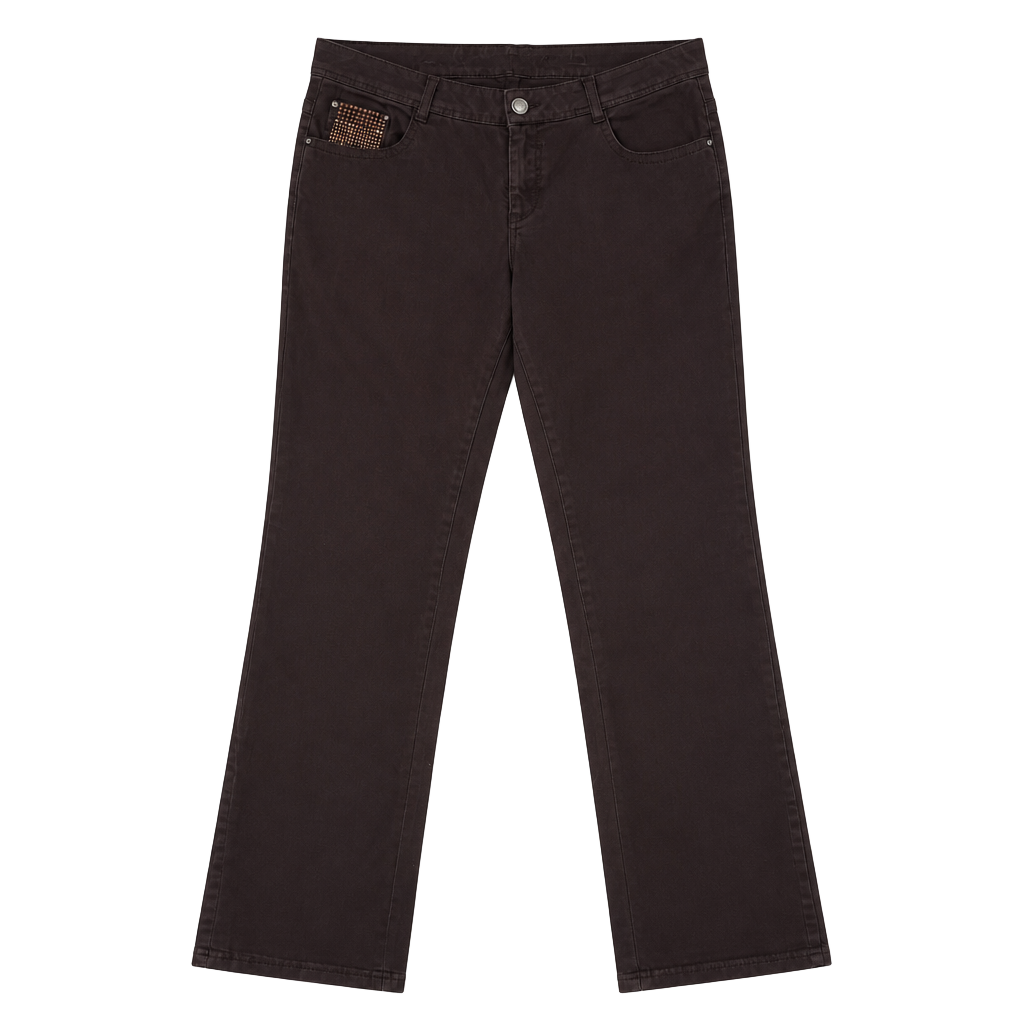 Y2K Cassidi Boutique Brown Embellished Rhinestone Jeans Size 42 1