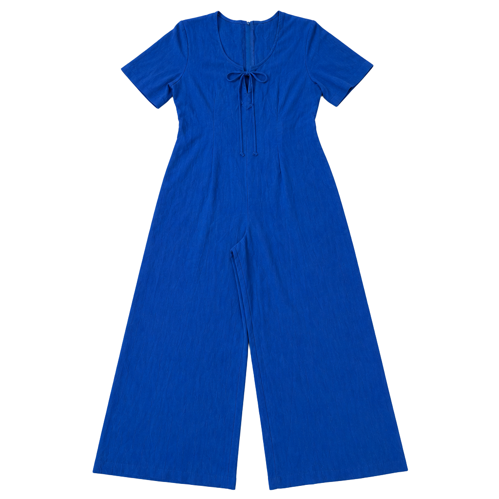 Vintage M Collection Vintage Blue Wide Leg Jumpsuit Size Medium 1