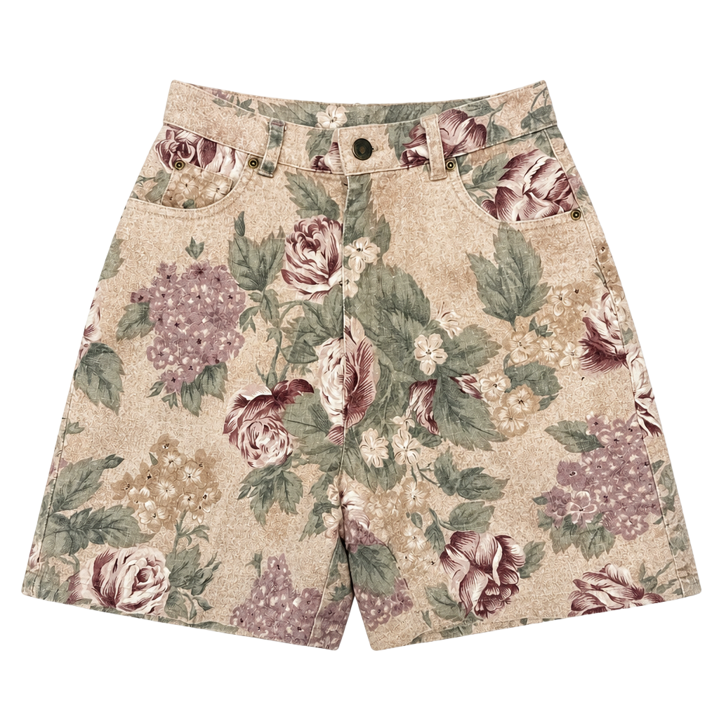 Jones New York Vintage Floral Linen-Blend High-Waisted Shorts 1