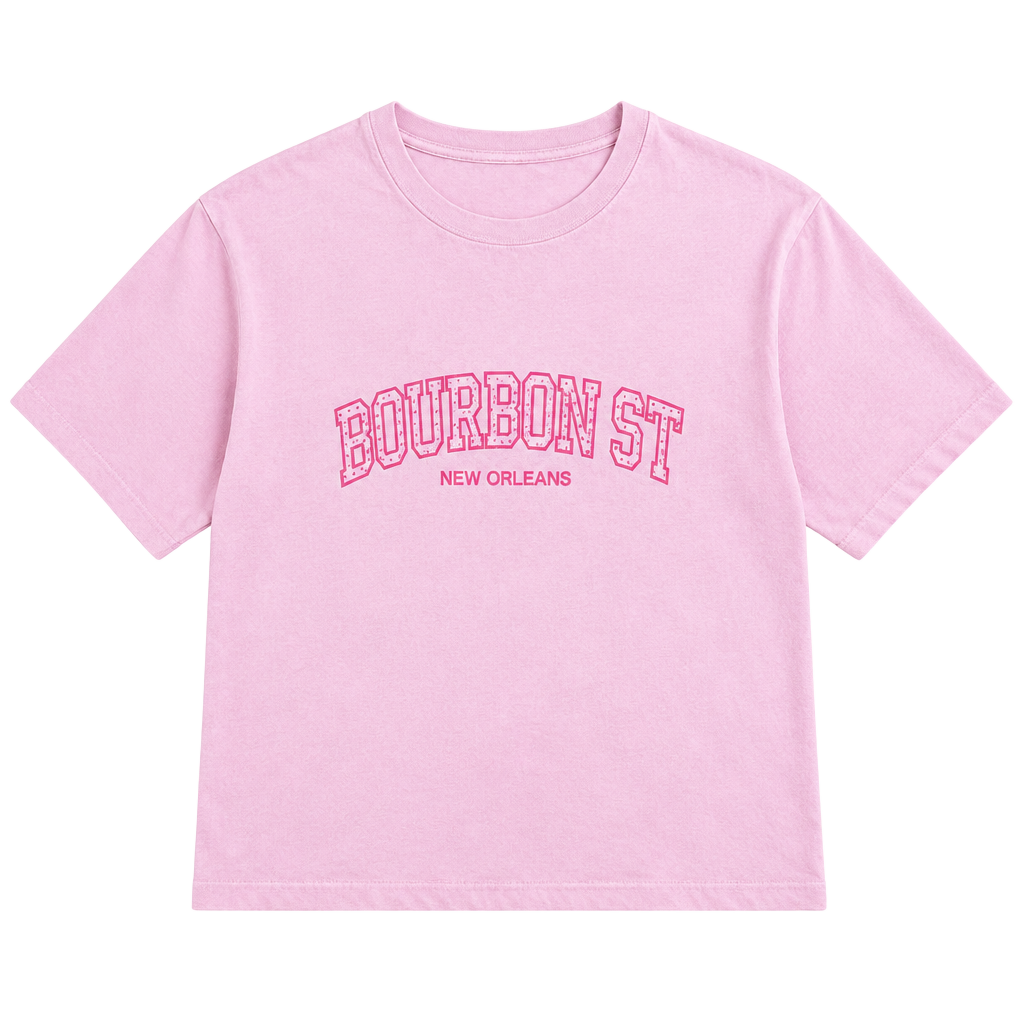 Comfort Colors Bourbon St New Orleans T-Shirt Size XL Pink Rhinestone 1