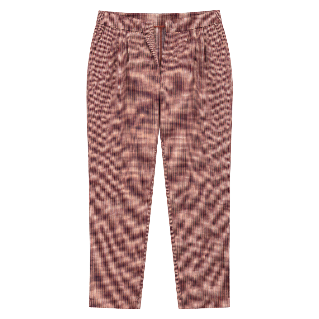 A New Day Pleated Tapered Pants Size 16 Brown Gingham Plaid Trousers 1