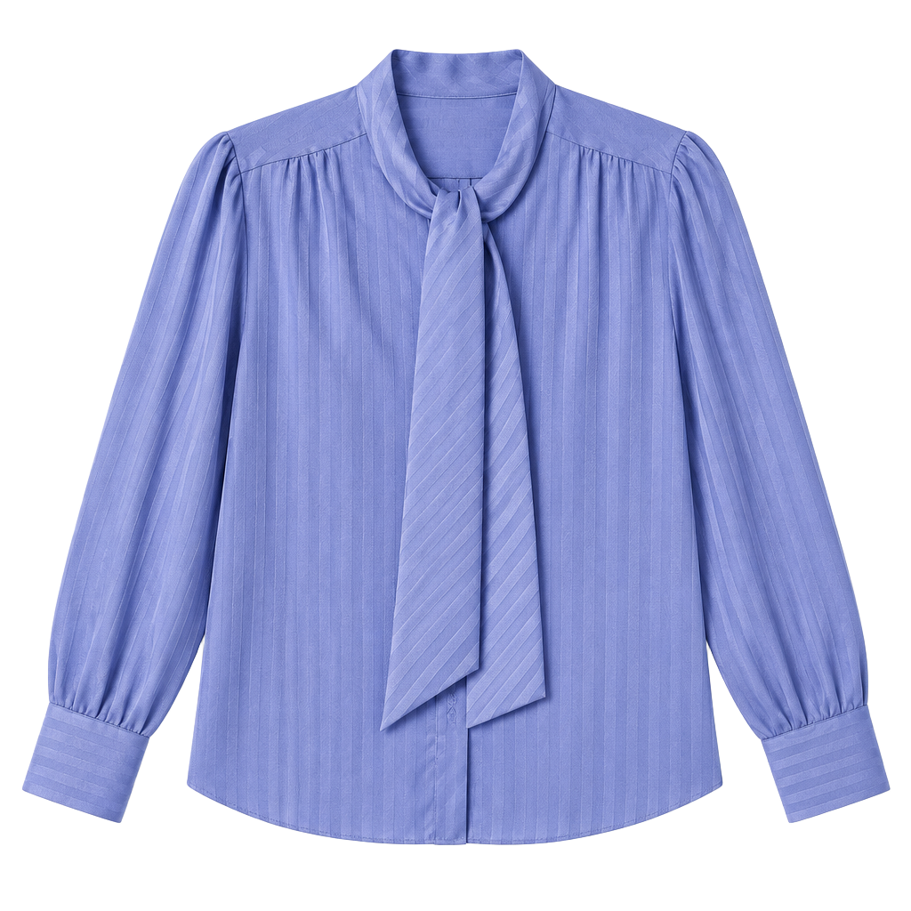 Laura Mae Blouse Size 8 Purple Striped Bow Neck Vintage 1