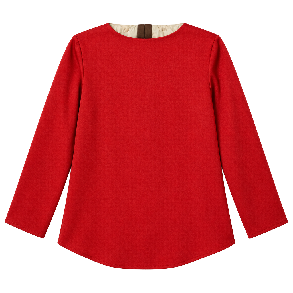 Lucia Blouse Size 6 Red Satin Bow Long Sleeve 1