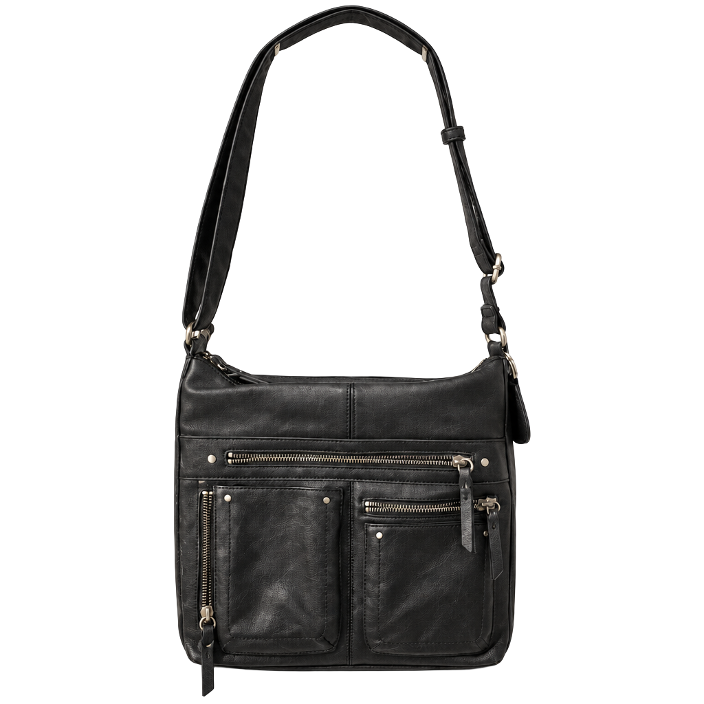 INC International Concepts Black Faux Leather Crossbody Bag 1