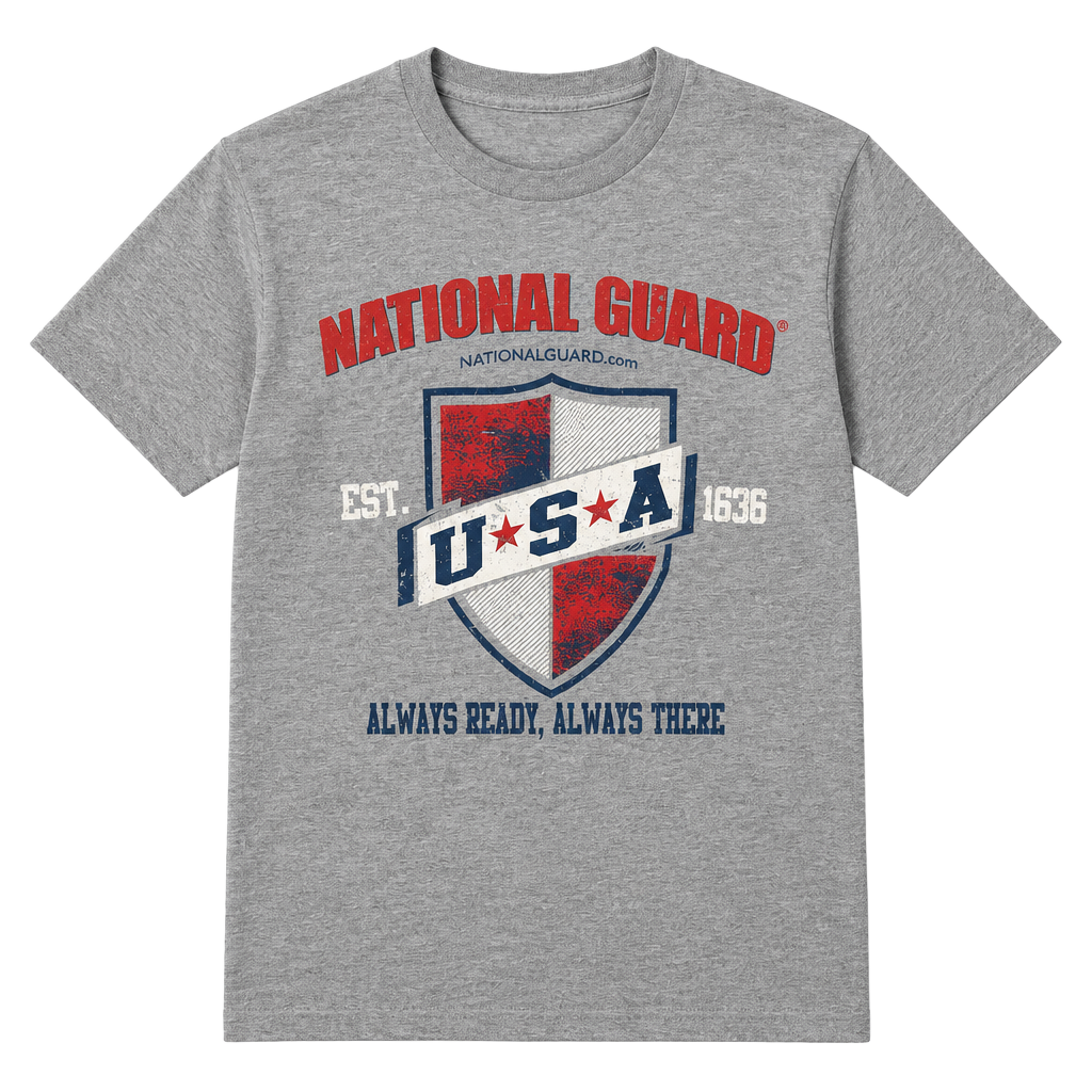 National Guard T-Shirt Size Small Gray USA Shield Graphic 1