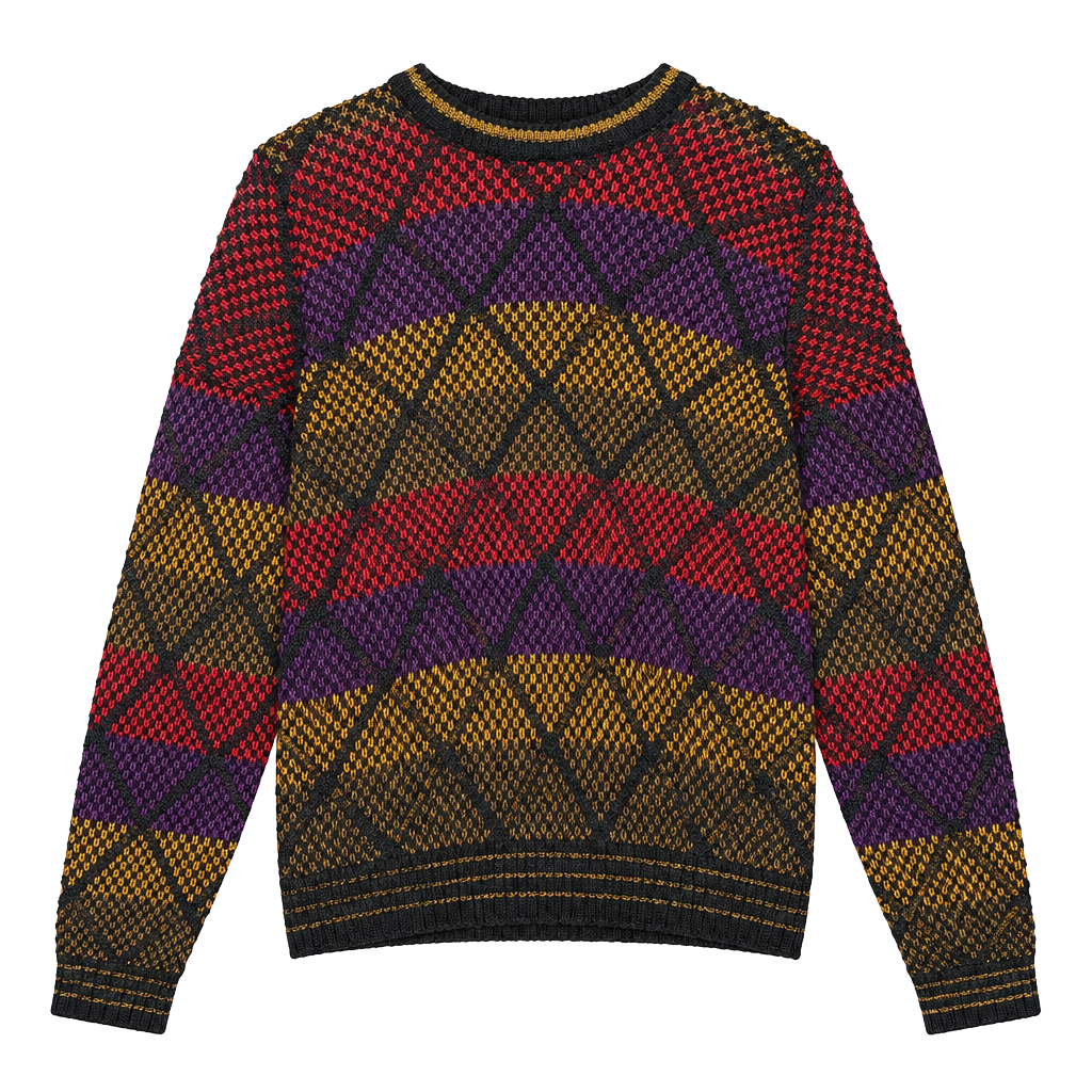 New Era Geometric Knit Sweater Size M Vintage Made In USA 1