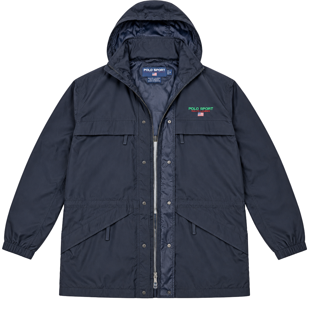 Polo Sport Ralph Lauren Jacket Size M Black Hooded Waterproof Shell 1