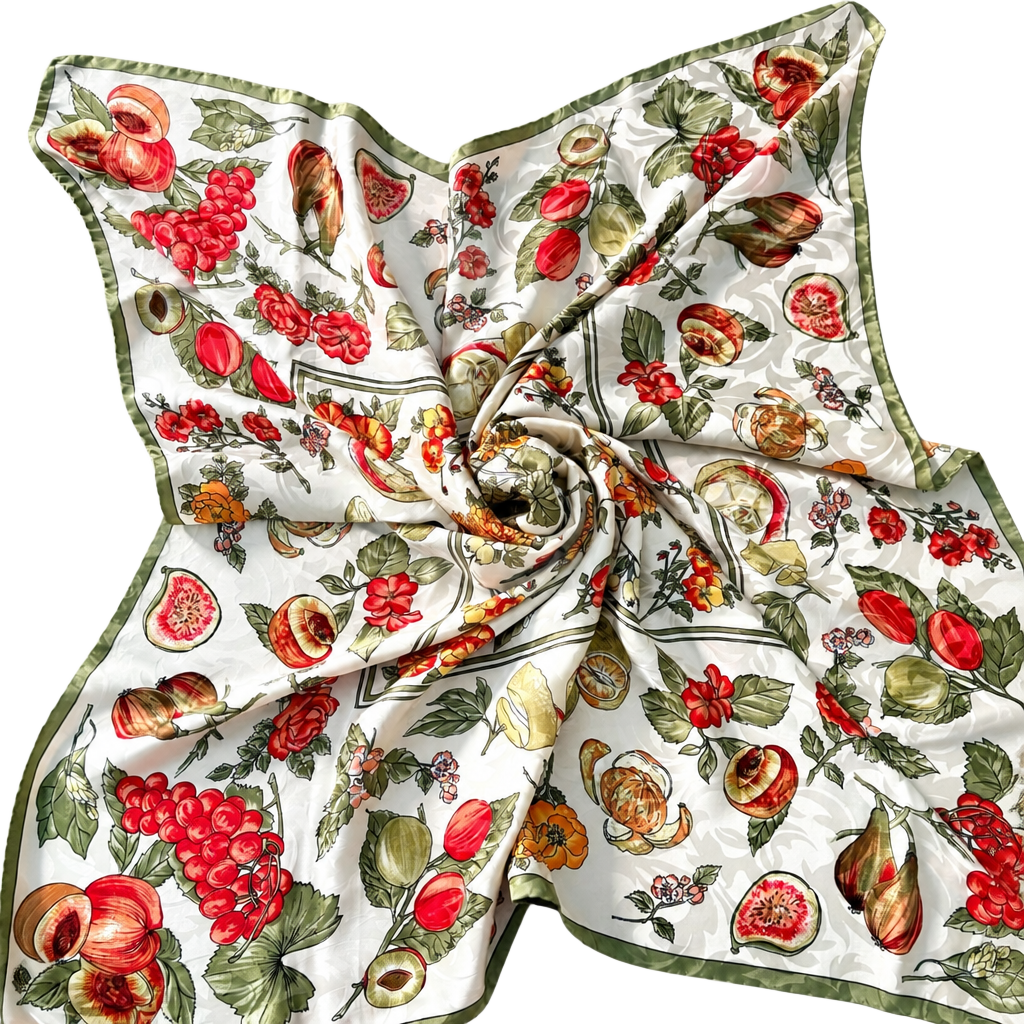 Vintage Fruit and Floral Print Decorative Square Scarf/Tablecloth 1