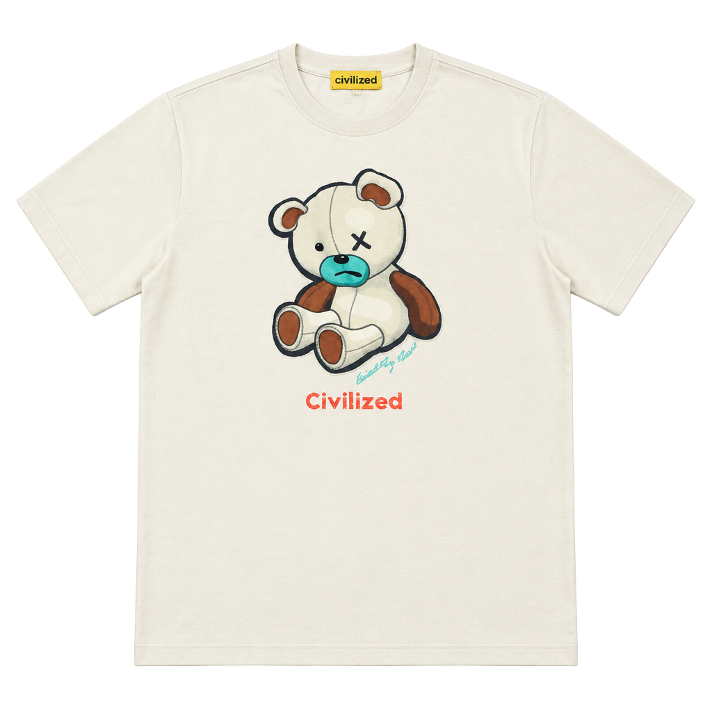 Civilized CVLZD Bear T-Shirt Size L Beige Graphic Tee 1