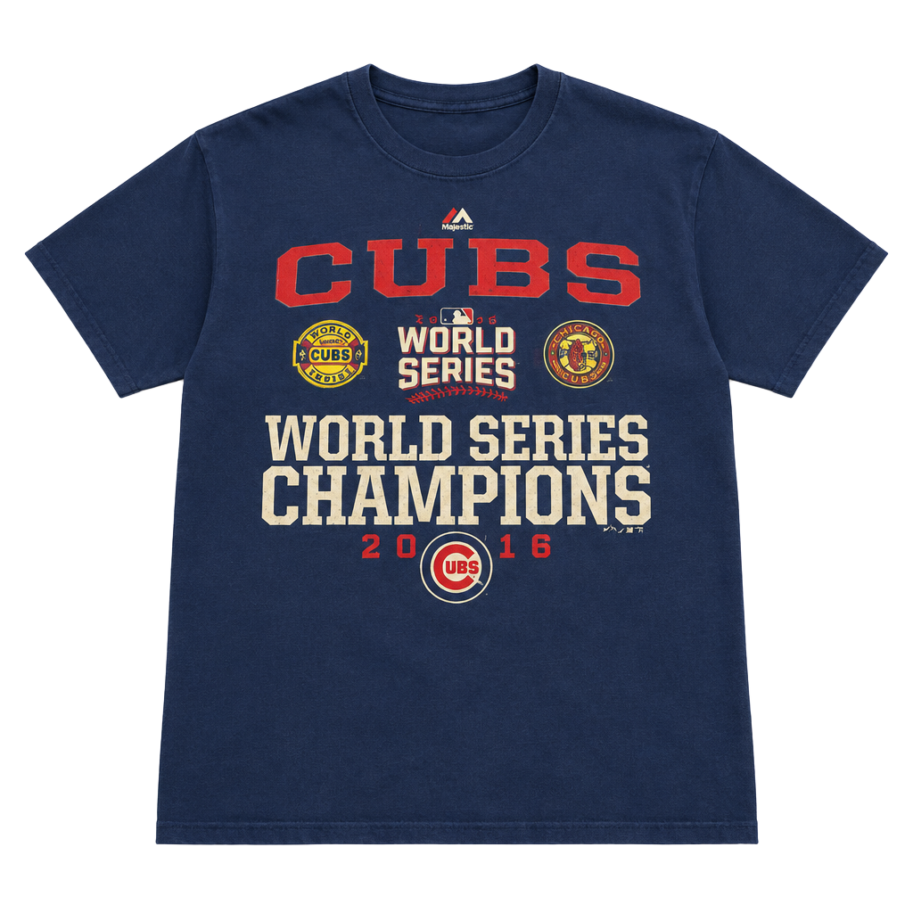 Majestic Chicago Cubs 2016 World Series Champions T-Shirt Size M 1