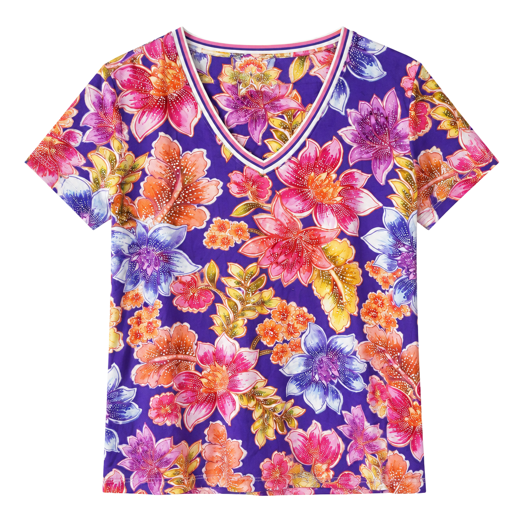 Johnny Was Women's The Janie Favorite Short Sleeve V-Neck Swing Tee- M – , 1