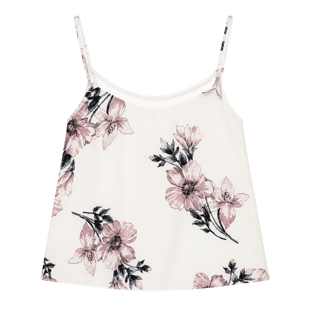 Black Tape Floral Mesh Trim Cami Tank Top 1