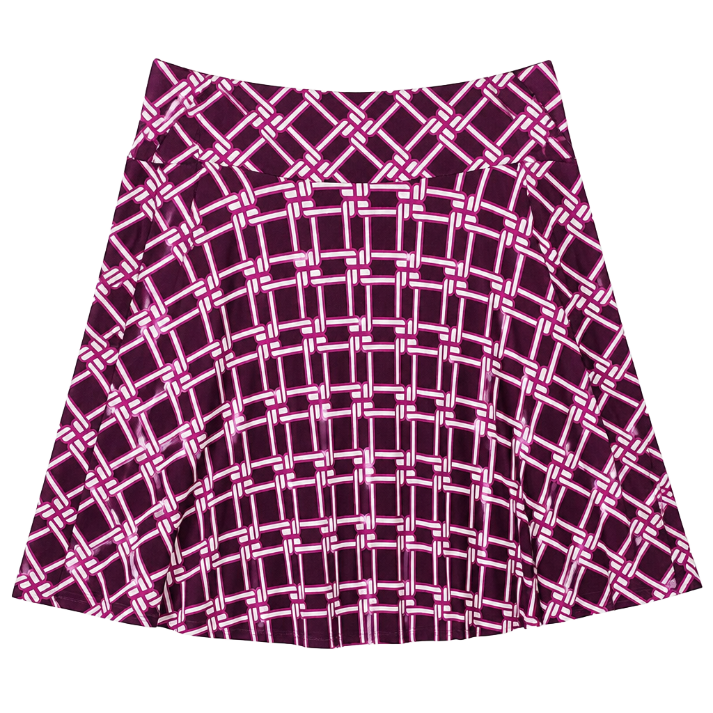 New York & Company Stretch Purple Geometric Print Midi Skirt Size M 1