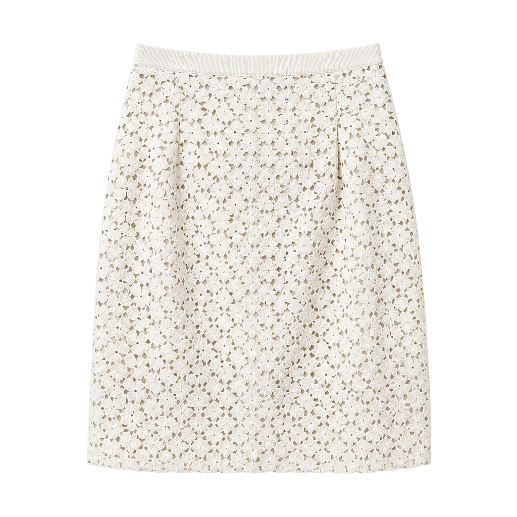 Tory Burch Skirt Size 2 White Cotton Eyelet Crochet A-Line 1