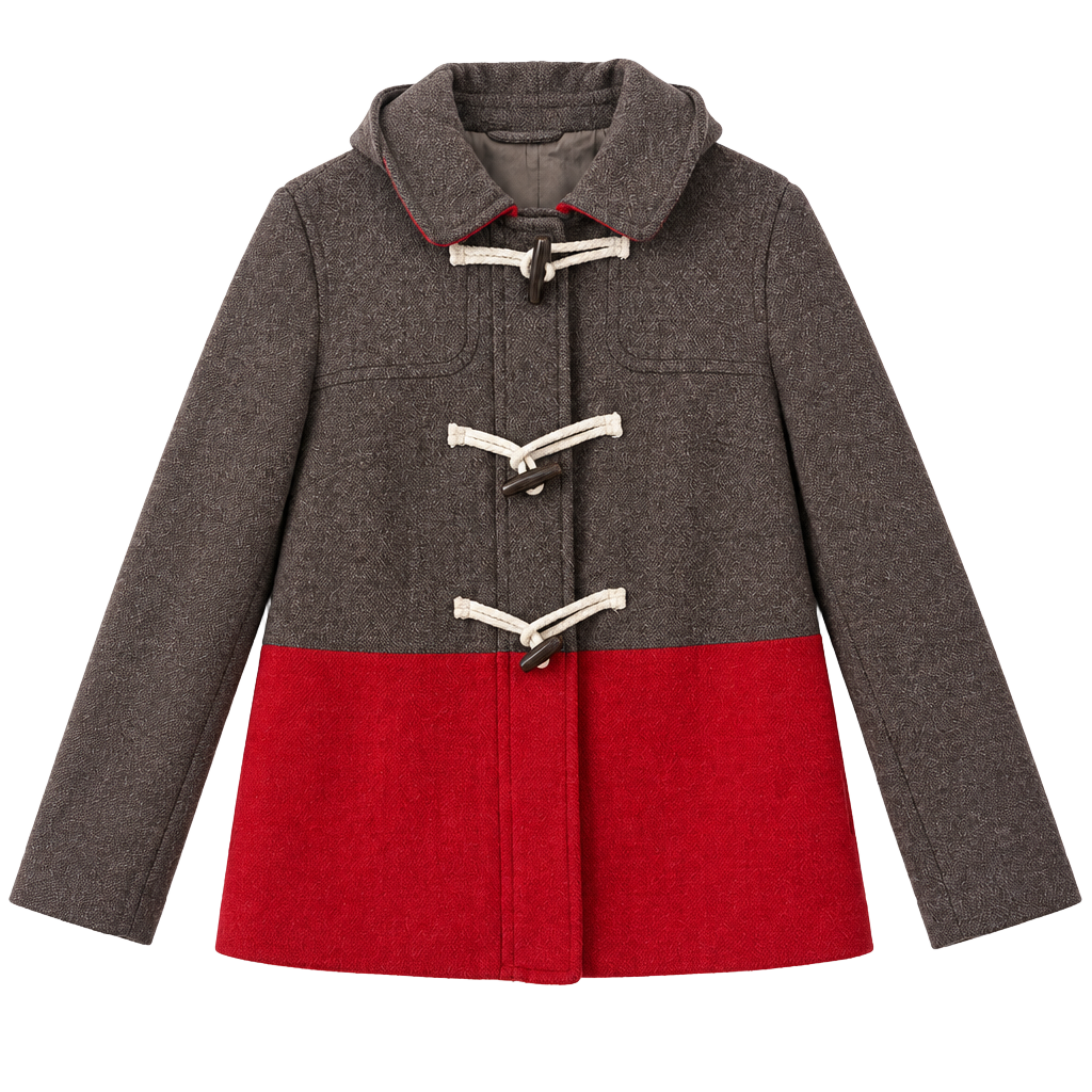 Old Navy Womens Wool Coat Hooded small Brown Red Colorblock Zip Front Jacket 1