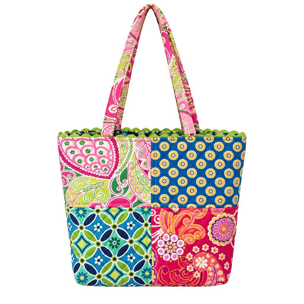 Vera Bradley Mini Quilted Patchwork Tote Bag Colorful Floral Paisley 1