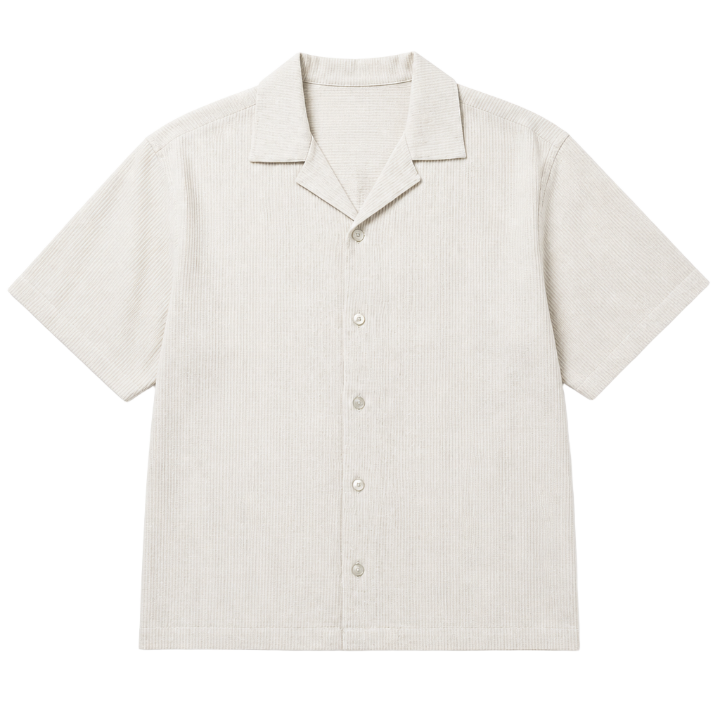 Twill Stripe Slim Button Up - Taupe 1