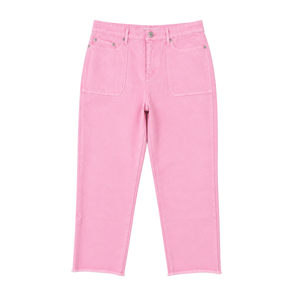 vineyard vines Pink Jamie Utility High-Rise Straight Crop Pants Raw Hem Size 32 1