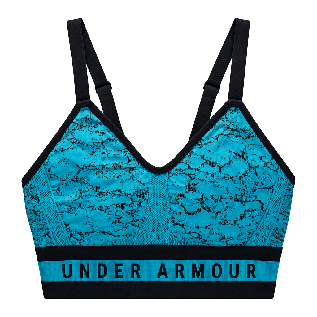 Under Armour Compression Sports Bra Size MD Blue Black Athletic 1