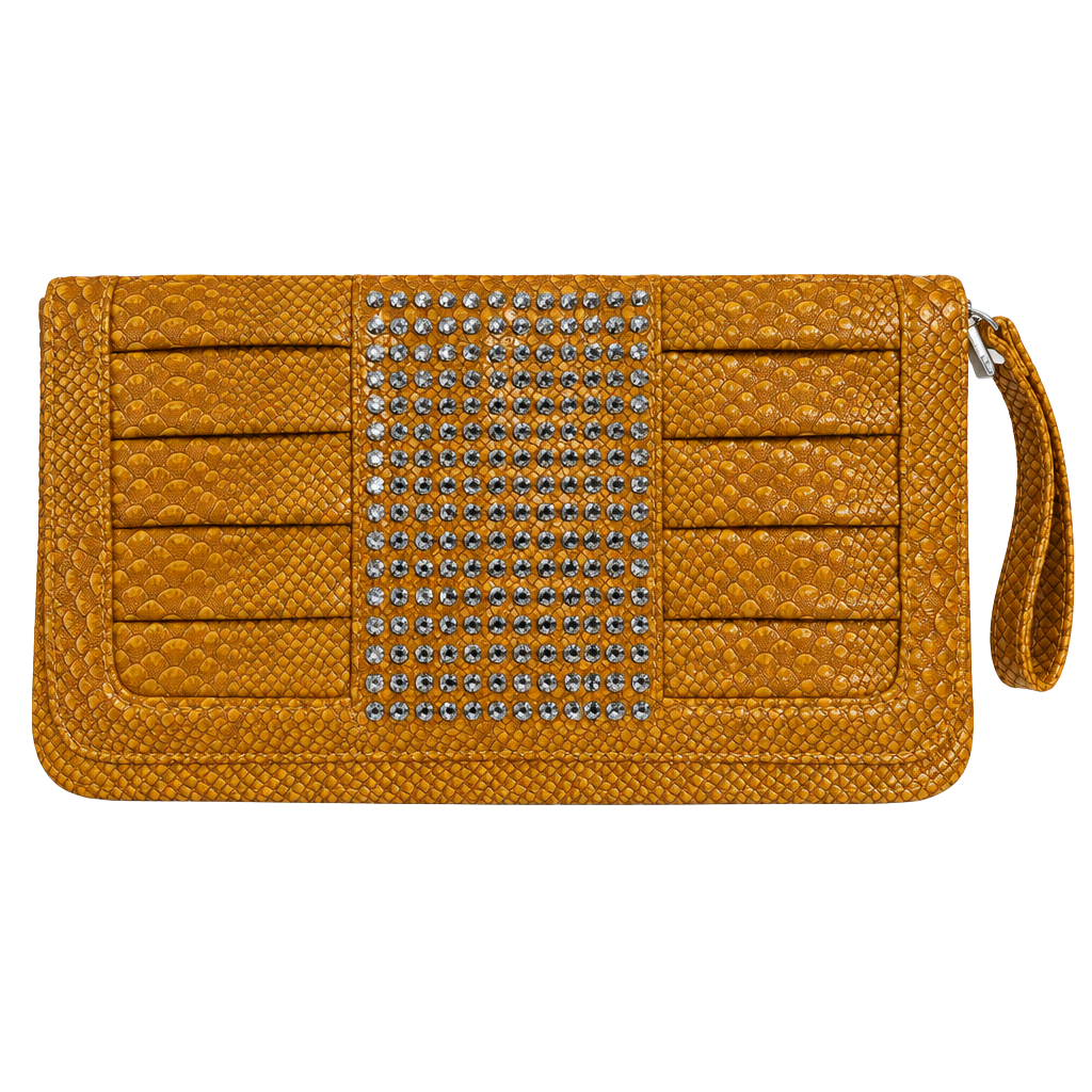 Faux Snakeskin Rhinestone Clutch Bag 1