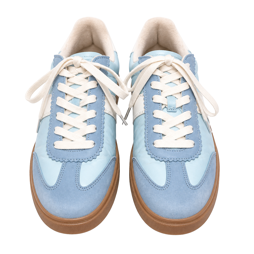 Cushionaire Balance Lace Up Sneaker Light Blue Gum Sole 1
