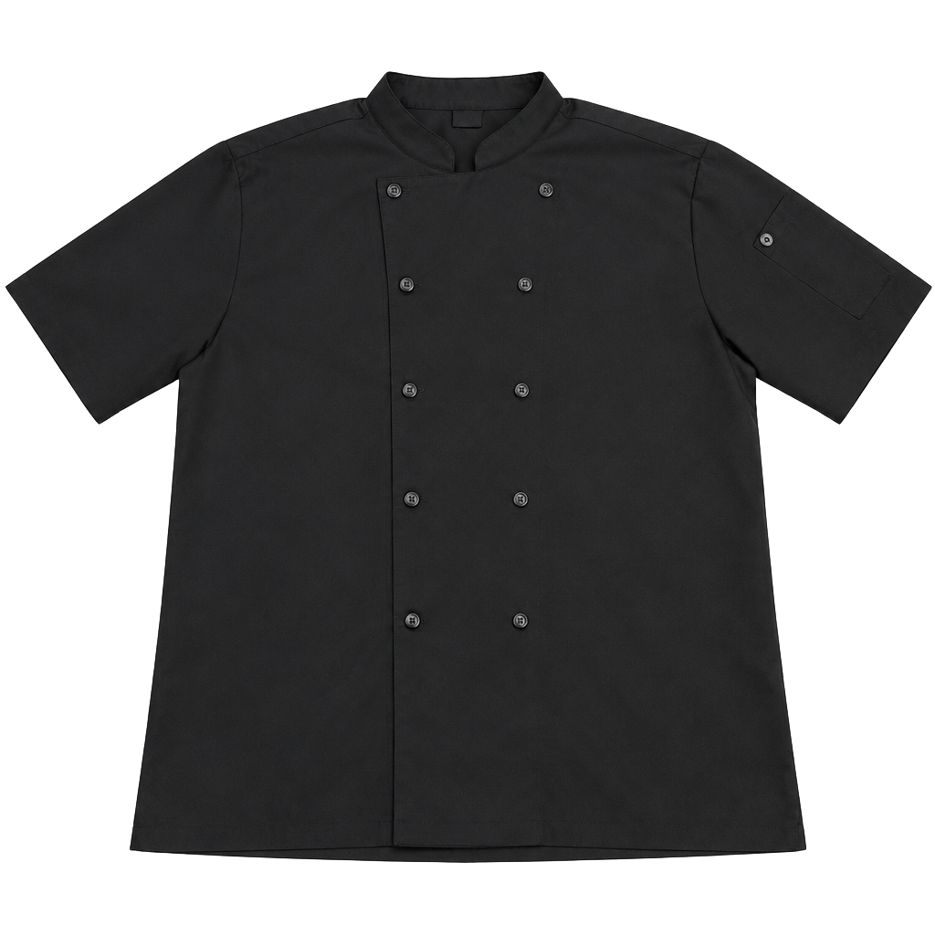 Chef Works Chef Coat Size 2XL Black Short Sleeve 1