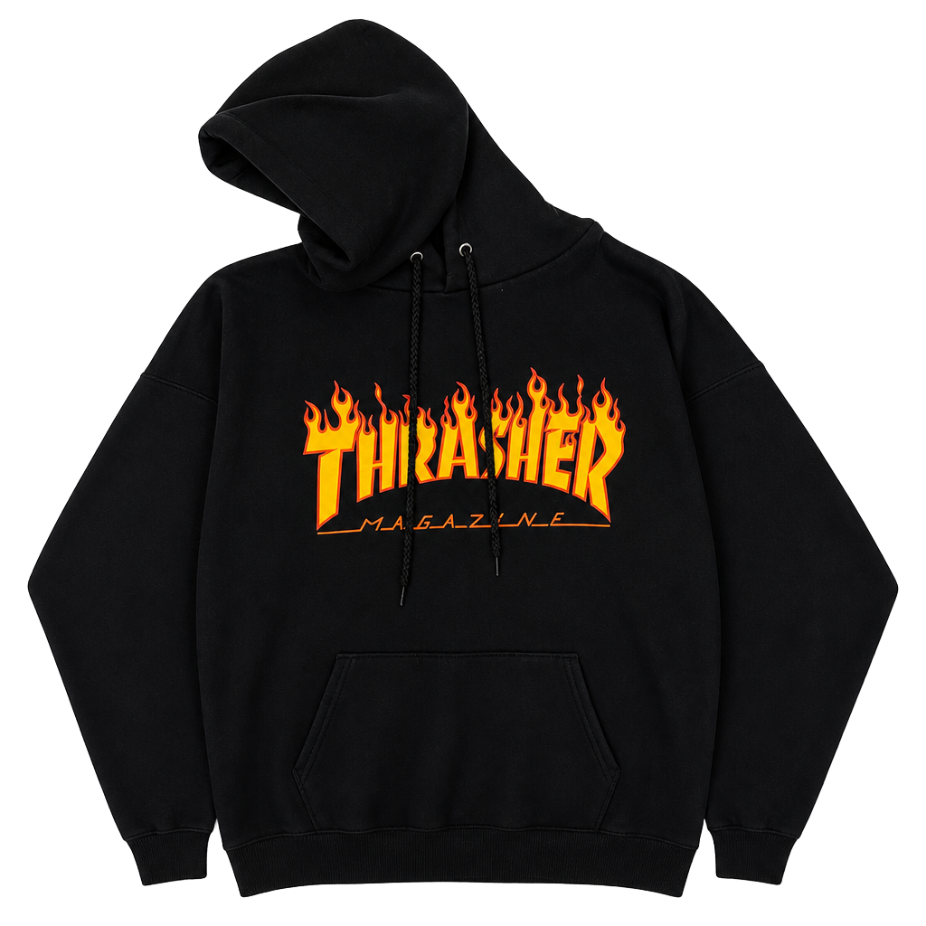Thrasher Flame Logo Hoodie Black Small Skateboarding Magazine Sweatshirt 1