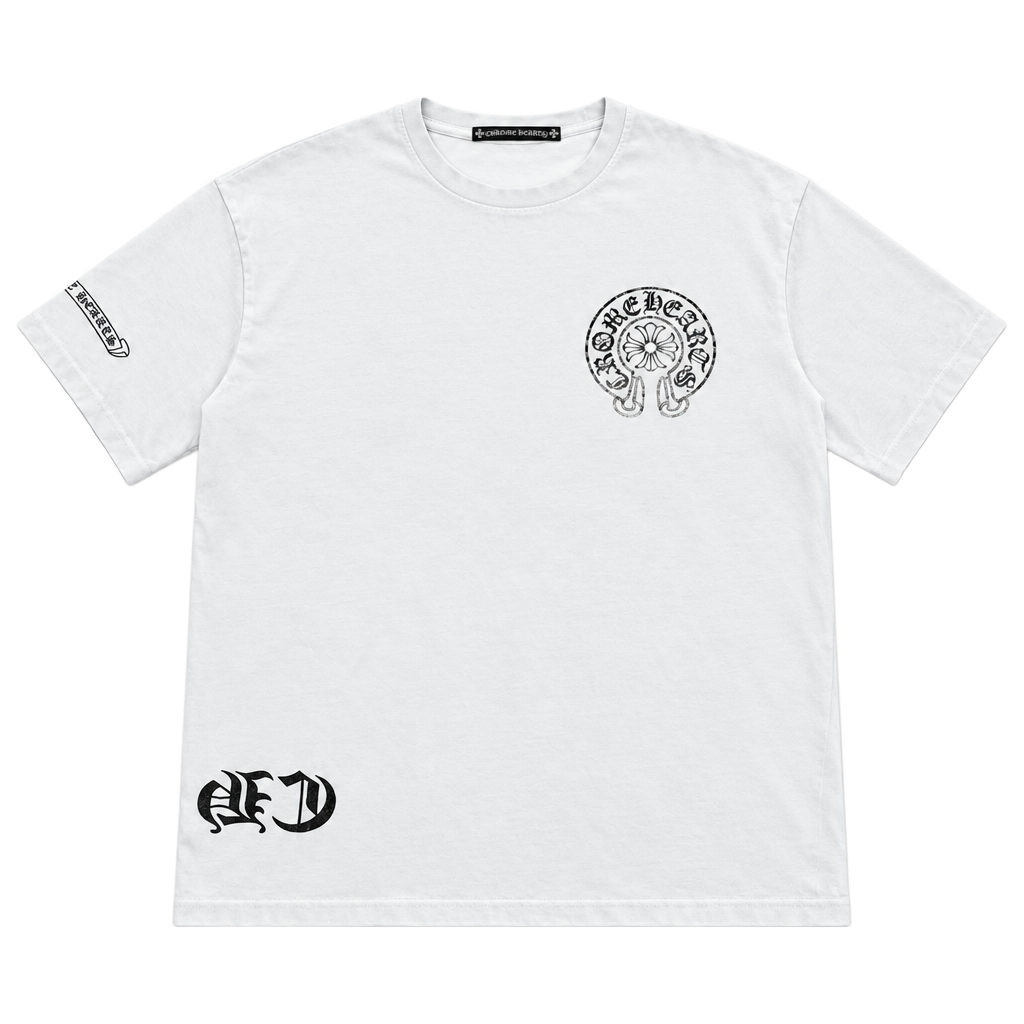 Chrome Hearts T-Shirt Size M White Cotton Horseshoe Logo Short Sleeve 1