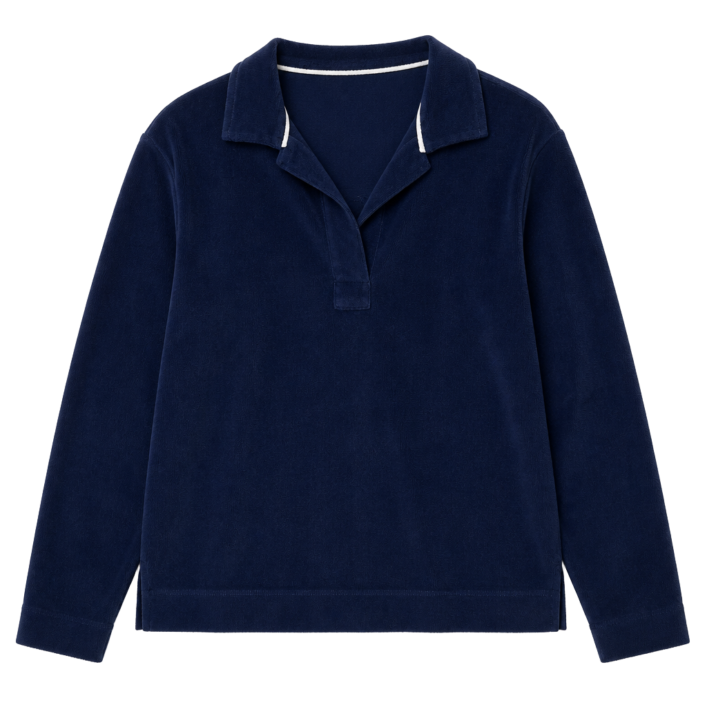 Vineyard Vines Terry Cloth Long Sleeve Polo Navy Blue Size XS 1
