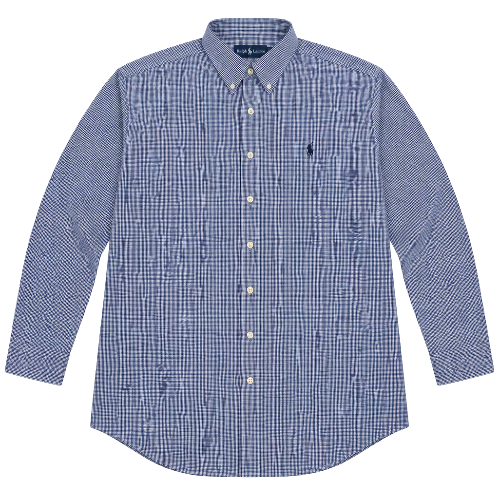 Ralph Lauren Button Down Shirt Size XL Blue Gingham 1