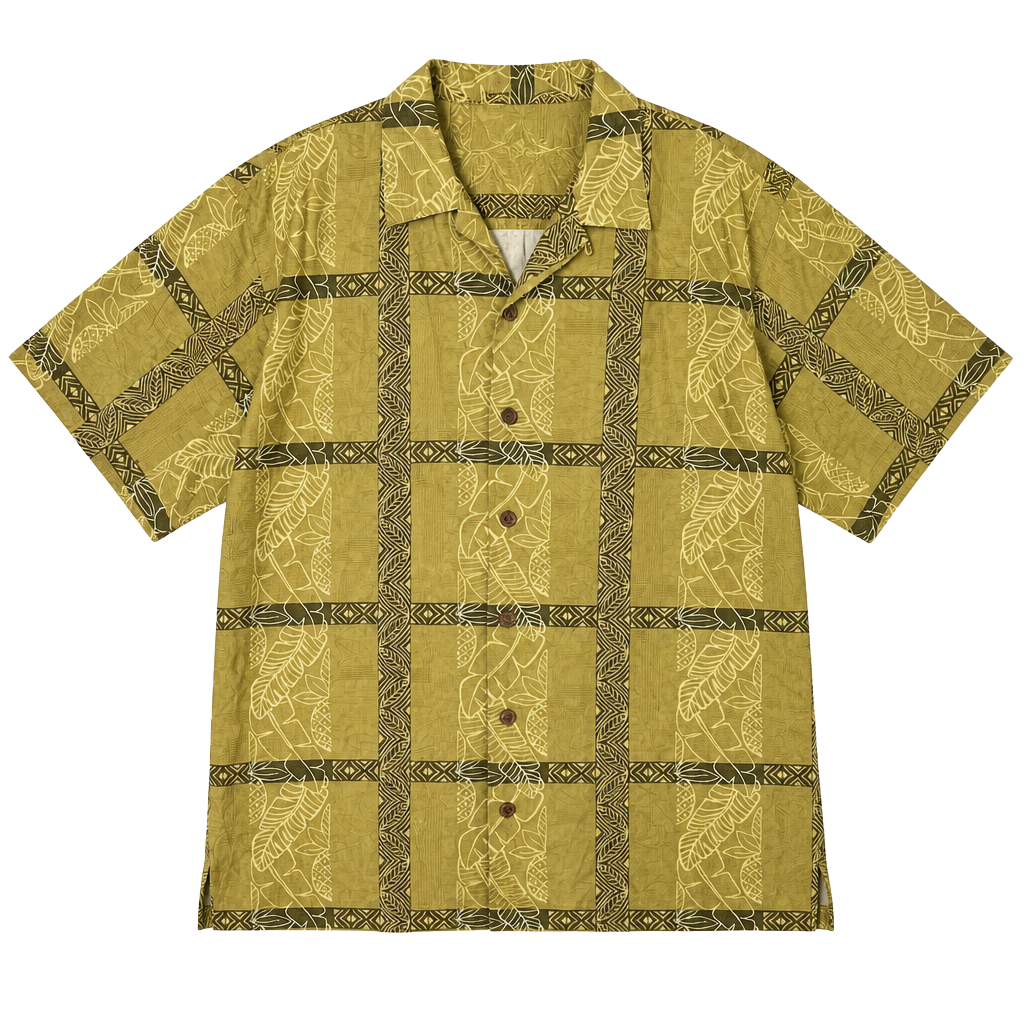 Tommy Bahama 100% Silk Olive Green Tropical Print Button Up Shirt Size Large 1