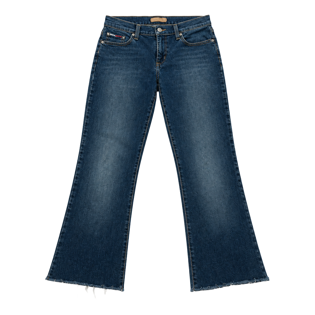 Tommy Jeans Flare Jeans Size 5R Dark Wash Frayed Hem 1