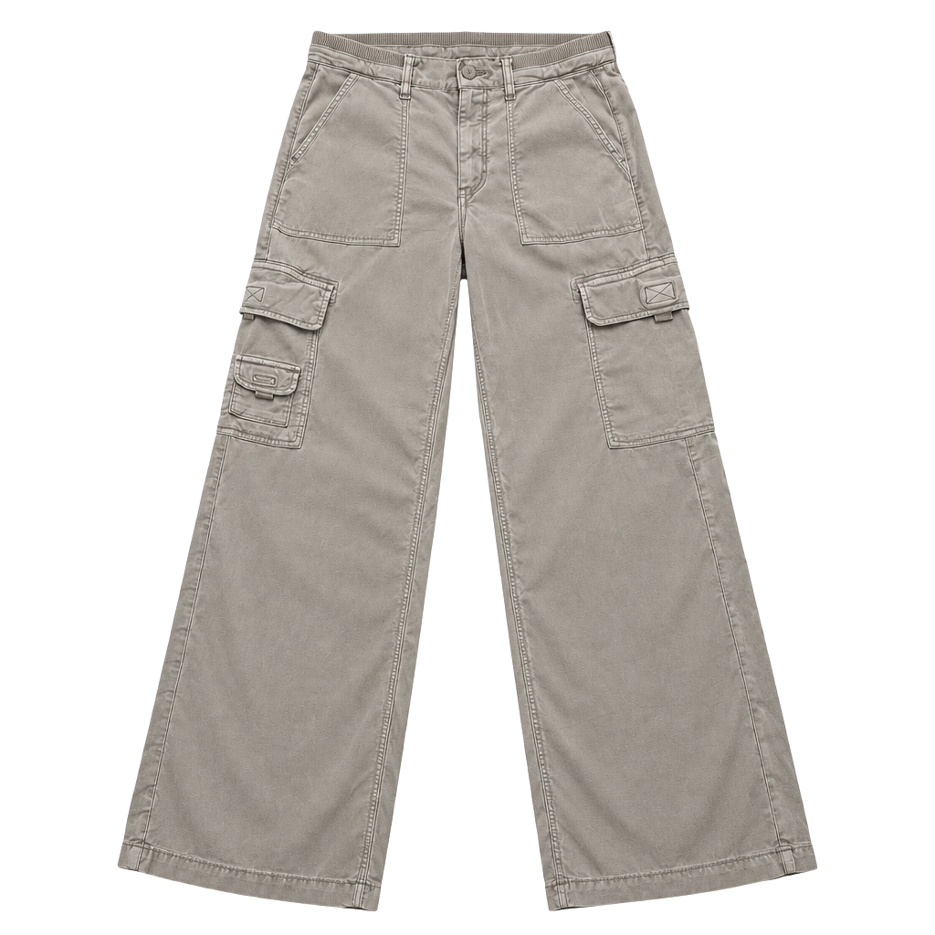 American Eagle Outfitters Cargo Pants Khaki Utility Y2K Wide Leg Size 6 1